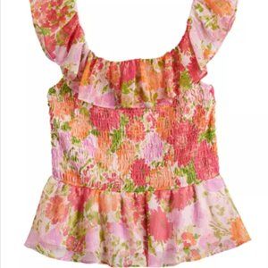 Women's LC Lauren Conrad Print Smocked Ruffle Tank